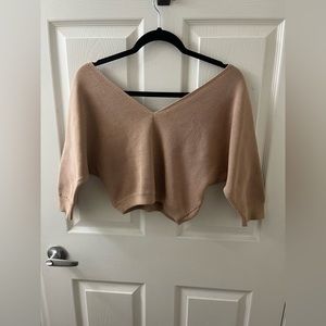 Princess Polly Tan Cropped V-Neck Sweater